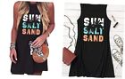 Sun Salt Sand Coconut Tree Mini Dress Women Summer Sleeveless Medium Black2