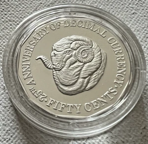 Australia 1991 50c Ram's Head 92.5% Silver PROOF Coin ex RAM Masterpieces Set - Picture 1 of 4