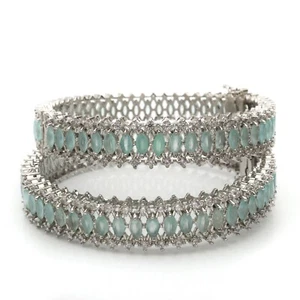 Mint CZ Double Row Tennis Bracelet - Picture 1 of 8