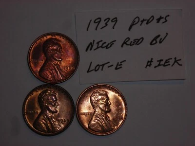 wheat penny lot 1939-P,1939-D,1939-S RED BU SET 1939D,1939S UNC LINCOLN CENT #4 - Image 1 of 4