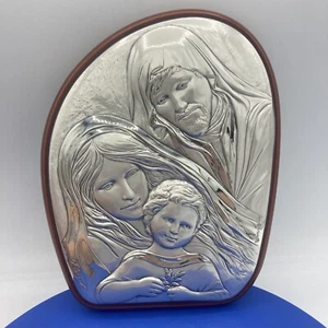 Targa Romagnoli Argento Laminato Sacra Famiglia Legno Gesù Maria Giuseppe Religioso 7 - Foto 1 di 16