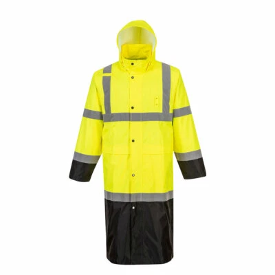 Abrigo de lluvia Portwest UH446 de alta visibilidad en contraste 48" amarillo/negro TALLAS S-5X ENVÍO GRATUITO* Foto 1 de 2