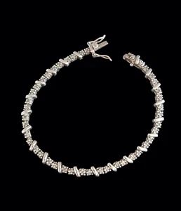 Pulsera de plata esterlina 925 pequeña de diamante talla 6,75 - Imagen 1 de 9