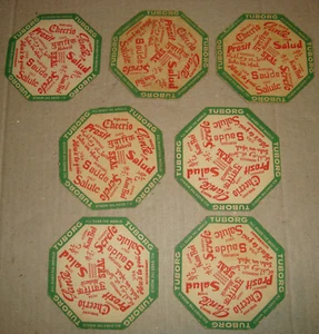 BIRRA TUBORG 7 PZ. SOTTOBICCHIERI/COASTERS BEER VINTAGE - Picture 1 of 6