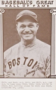 Jimmy Foxx-Boston Red Sox-1977 Baseball's Great Hall of Fame Exhibit Card - Picture 1 of 1
