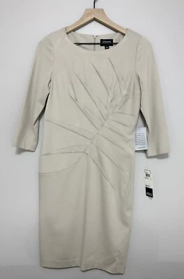 Adrianna Papell Sheath Knit Dress Women’s Size 4 New Beige Stretch - Image 1 of 4