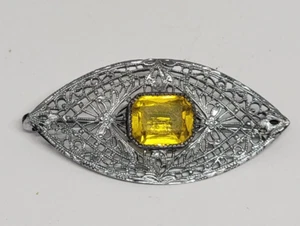 Spilla spilla vintage vetro filigrana citrino vittoriana/edoardiana tono argento - Foto 1 di 7