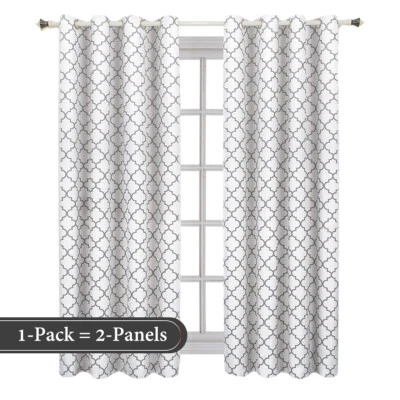 2 Paneles 52 x 96" Blanco Habitación Oscurecimiento Meridiano Ojal Ventana Cortinas y Cortina Foto 1 de 4