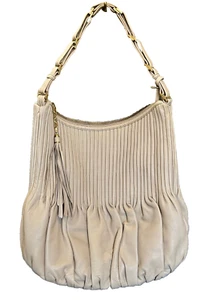 Borsa a mano Cole Haan beige/DK crema burrosa pelle morbida hobo bag slouchy con pieghe - Foto 1 di 11