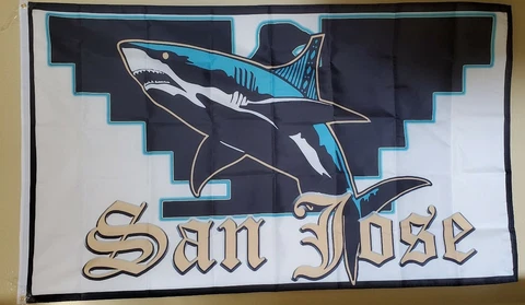 Huelga Bird San Jose Sharks 3X5 Flag Teal Gold Bay Bridge Shark Cover