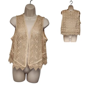Chaleco CHICO'S The Unforgettable Years Encaje Charlotte Detallado Frappe Bronceado L/XL - Imagen 1 de 5