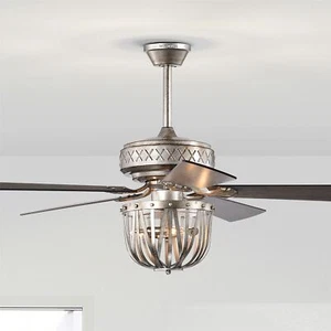 Emani 52 Inch Brushed Antique Silver Finish  Ceiling Fan with Remote - Picture 1 of 15