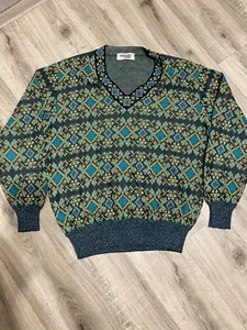 MISSONI UOMO Oversize Baumwoll Strick Pullover - Mehrfarbig Geometrisch Gr. 52 (XL) - Bild 1 von 12