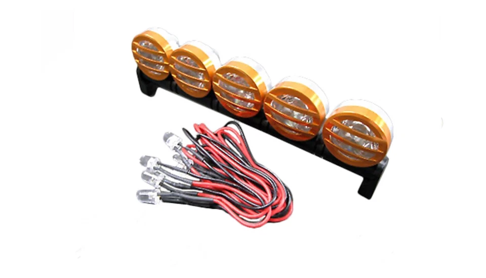 Aluminium Dachscheinwerfer mit 5 Spots + LEDs für 1:10 Crawler Amewi 010-56363 - Bild 1 von 1