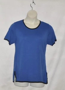 Yi Lin Pullover Kurzarm Pulli mit Besatz Gr. S blau - Bild 1 von 3