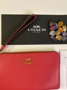 Nuevo con etiquetas Coach Pulsera Grande Cuero Cruzado Fresa: Esquina Cremallera Cartera 3888 - Imagen 1 de 10