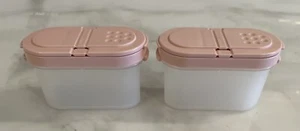 2 Vintage Tupperware Modular Mates Gewürzbehälter 1843 mit rosa Deckel Salz Pfeffer - Bild 1 von 8