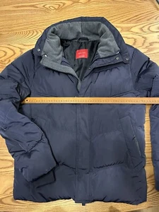 Zara Men’s Jacket Medium Navy Blue Padded Insulated Slim Fit - Picture 1 of 8