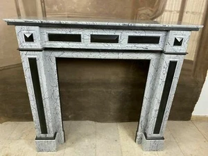 ANTIKE KAMINUMRANDUNG MARMOR KAMIN UM 1920 ART DECO ARABESQUE ZWEI FARBIG - Bild 1 von 8