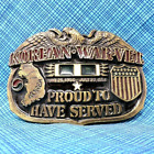 Korean War Vet Belt Buckle US Military Proud To Have Served Vtg 80s TGABC.TWY432