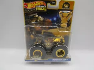 Hot Wheels Monster Trucks Bone Shaker Trophy Champions Gold 50th Anniversary - Picture 1 of 3