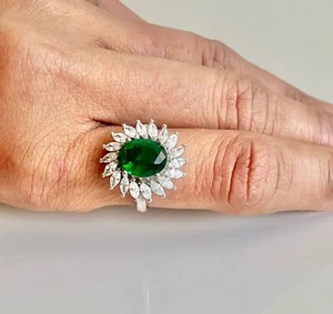 925 Sterling Silver Emerald Ring. Emerald Ring for Women. Birthstone Ring. - Picture 1 of 5