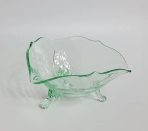 Vintage Lancaster Jubilee 3 Footed Petal Bowl Rare Green Glass - Picture 1 of 5