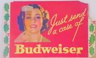 Budweiser - Just Send A Case of Budweiser - annonce d'affichage de fenêtre - années 1930 - Neuf dans son emballage d'origine