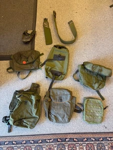 Job Lot of British Army Olive Green Webbing 9 Pieces Respirator Day Sack - Picture 1 of 6