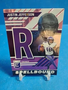 Justin Jefferson 2023 Panini Donruss Elite Spellbound Pink "R" Card Vikings - Foto 1 di 2