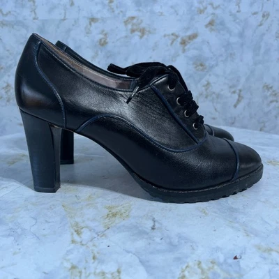 Johnston Murphy Mujer Talla 8.5M Zapatos Cuero Negro Cómodo Carrera Botines Foto 1 de 4