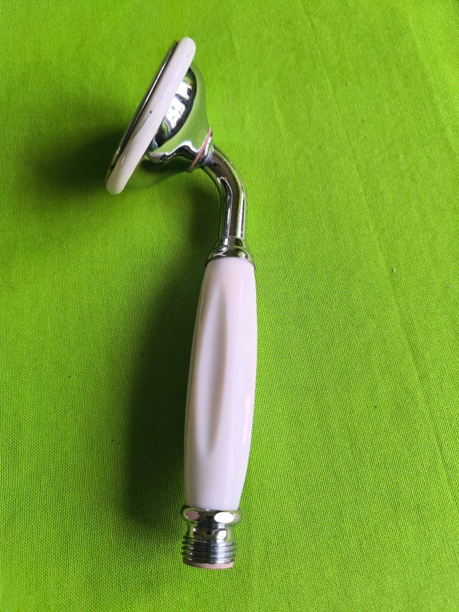 Designer Handbrause Retro – 1-Funktion, Antikchrom, Aus Verchromtem Messing, Mit Porzellangriff, Von Novoterm-Loge