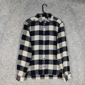 YMC Shirt Mens Size Medium Grey Wool Blend Buffalo Plaid Flannel Overshirt - Picture 1 of 13