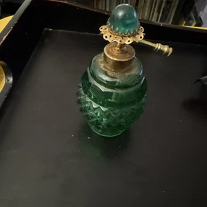 IW Reis Parfum Flakon grün Glas geschliffenes Glas Vintage - Bild 1 von 8