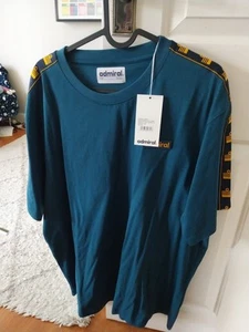 Admiral Men's T-shirt 2XL XXL Bardon Repeat Tape T shirt TeaL Yellow BNWT - Picture 1 of 6