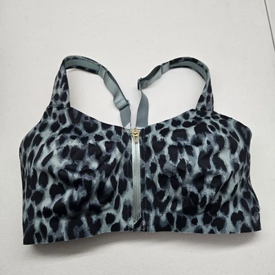 Victoria Secret Women Sports Bra 34DD Green Animal Print Knockout By Front Close - Image 1 of 4