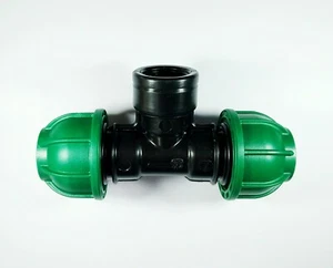 TI KOMPRESSION 25 x 3/4" FEMALE FITTING POLYETHYLEN TEE BEWÄSSERUNGSSCHLAUCH PE - Bild 1 von 1