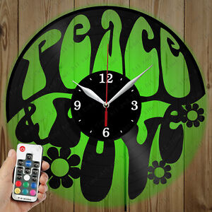 Horloge vinyle DEL paix et amour DEL art mural décoration horloge cadeau original 3345