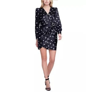 L'AGENCE Women's Size 10 Black Clarice Wrap Mini Dress NWT - Picture 1 of 11