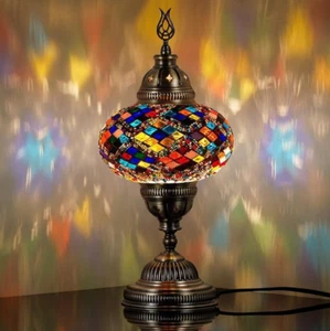 Lamp Turkish Mosaic Table Tiffany Moroccan Handmade Globe Glass Style Large - Picture 1 of 7