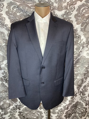 Giacca Cappotto Sportivo Michael Kors Blu Navy Scuro 42 2 Bottoni Lana a Righe