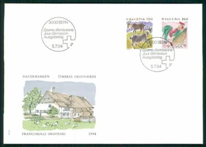 SUIZA FDC 1994 FAUNA ANIMALES CABRA POLLOS POLLO GALLINA gl85 - Imagen 1 de 2