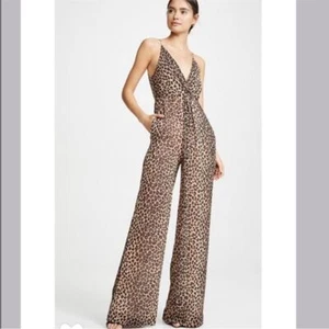Jonathan Simkhai Leopard Print Tie Back Jumpsuit Size Medium - Picture 1 of 12