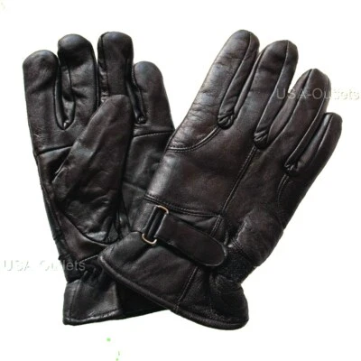 BNF NEW MENS GENUINE LEATHER MOTORCYCLE WINTER DRIVING GLOVES w/ EASY CLOSURE - K1C