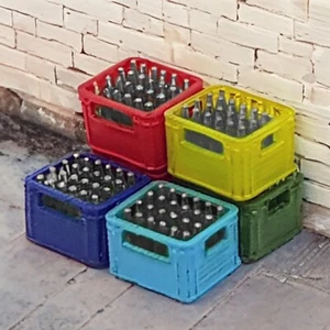TD79c - Plastic Crates with Clear Bottles (x6) O scale model railway scenics - Picture 1 of 5