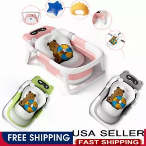 Bañera para bebé niño pequeño con termómetro portátil cojín de ducha para bebé almohadilla y gorra de baño - Imagen 1 de 60