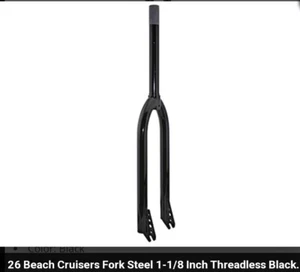 QUALITY BLACK TUBE FORKS FOR 26" BEACH CRUISERS,1 & 1/8" THREADLESS - Picture 1 of 2