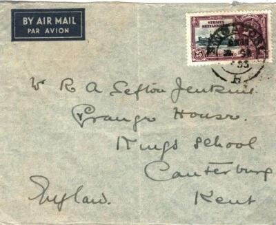 Malasia SINGAPUR Cubierta Correo Aéreo KGV SILVER JUBILEE GB Kent 1935{samwells} SC14 Foto 1 de 4