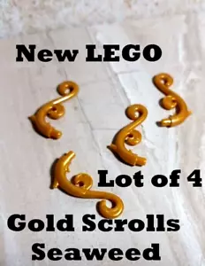 New LEGO Seaweed Sea weed Lot of 4 Gold Scrolls Frills Fancy Decoration Land - Picture 1 of 1