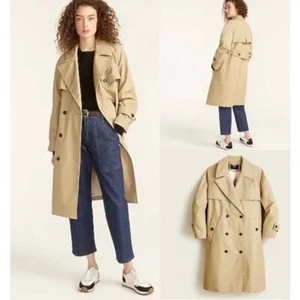 NWT - J.Crew Relaxed Long Trench Coat Size Large Women’s Cotton Canvas BA529 New - Picture 1 of 13